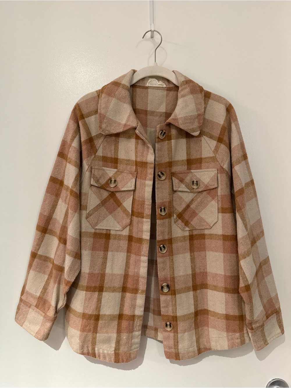 Checked Utility Shacket Jacket - Pink & Brown